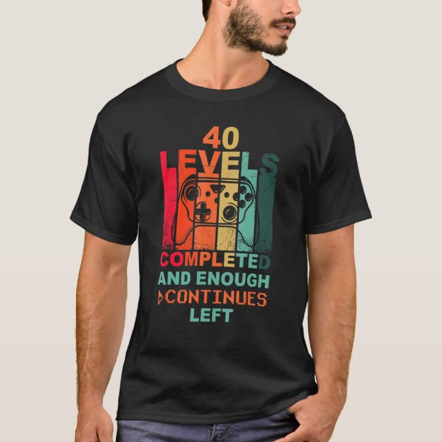 T-shirt 40e anniversaire niveau 40 Joypad Gamer (Devant)