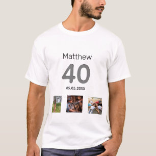 T-shirt 40e anniversaire photo personnalisée monogramme me