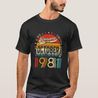 T-shirt 40E Décorations Anniversaires Octobre 1981 Hommes 
