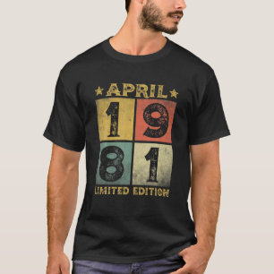 T-shirt 40E Décorations D'Anniversaire Avril 1981 Hommes F
