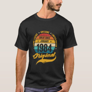 T-shirt 40th Birthday Retro Janvier 1984 Clas Anniversaire