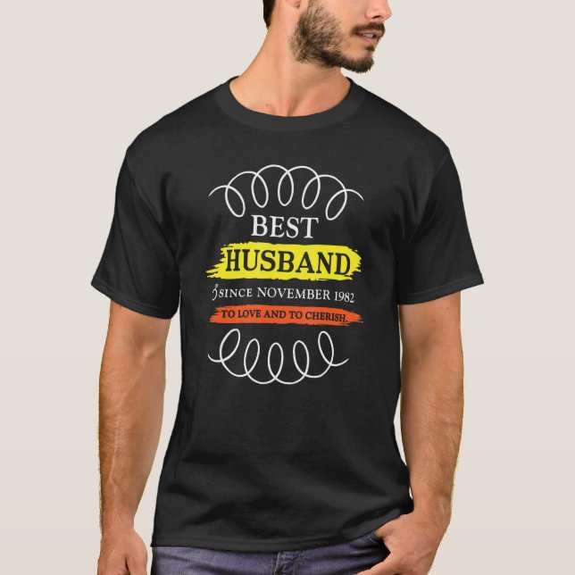 T-shirt 40th Wedding Anniversary Best Husband Since Novemb (Devant)