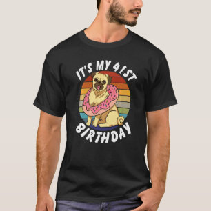 T-shirt 41 ans drôle Pug et Donut Rétro Vintage 41 ans
