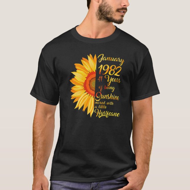 T-shirt 41 Ans Né En Janvier 1982 41ème Anniversaire Fille (Devant)