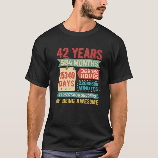 T-shirt 42 Ans 42E Anniversaire Décorations Bda (Devant)