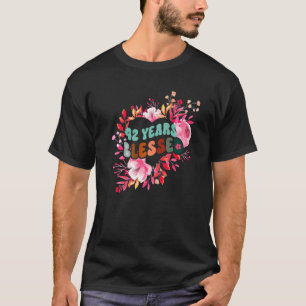 T-shirt 42 ans adoré fleur de coeur fête anniversaire ou
