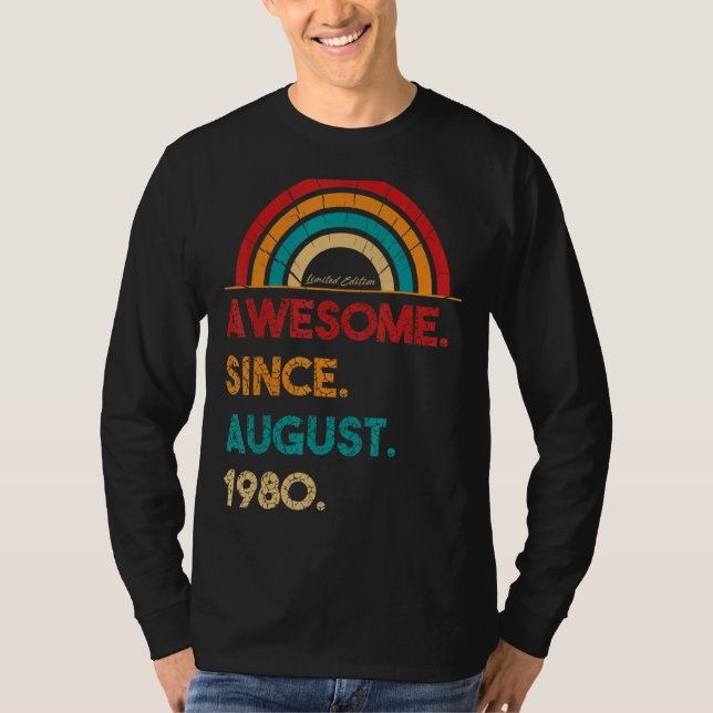 T-shirt 42 ans Awesome depuis août 1980 42e anniversaire (Devant)