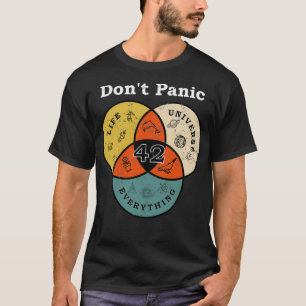 T-shirt 42 Dont Panic Life Universe Tout Hitchhiker