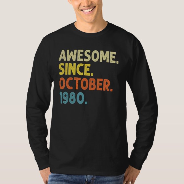 T-shirt 42 Years Old Awesome Since October 1980 42 nd Birt (Devant)