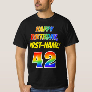 T-shirt 42e anniversaire — Bold, Fun, Rainbow 42, Nom pers