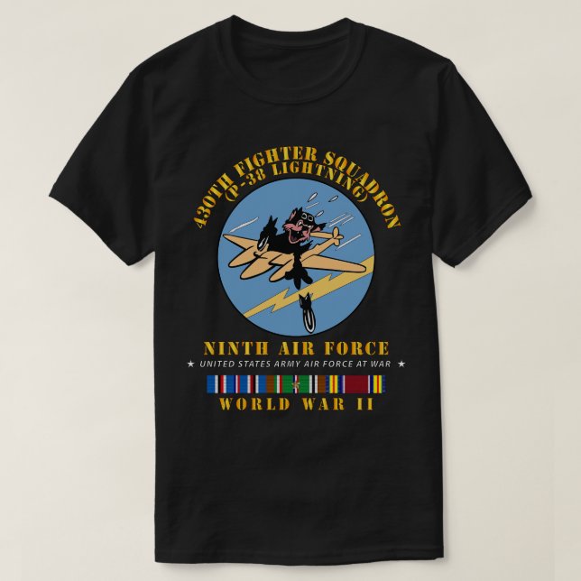 T-shirt 430e escadron de chasse P38 Lightning 9e 2ÈME GUER (Design devant)