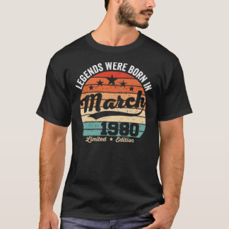 T-shirt 43ème Anniversaire vintage Légendes Nées Le 1er Ma