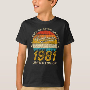 T-shirt 44 Ans 1981 Retro Awesome 44e anniversaire Cadeau