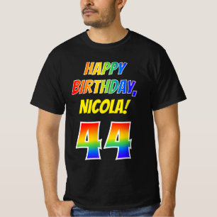 T-shirt 44e anniversaire — Bold, Fun, Rainbow 44, Nom pers