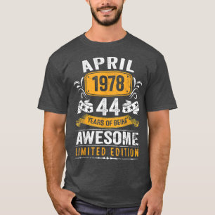 T-shirt 44e anniversaire Cadeaux Hommes Vintage Avril 1978