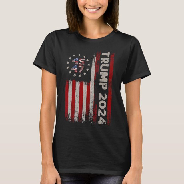 T-shirt 45 47 Donald Trump 2024 Élection du drapeau améric (Devant)