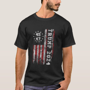T-shirt 45 47 Trump 2024 - Chemise du drapeau américain