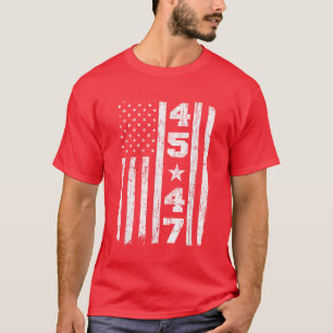 T-shirt 45 47 Trump Drapeau USA Vintage 2024 Président 47e
