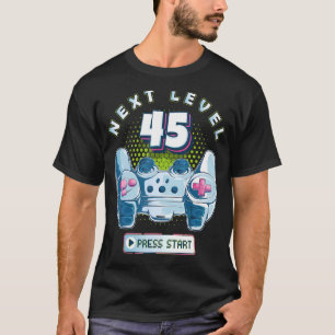 T-shirt 45 Anniversaire Gamer Niveau suivant 45 Contrôleur