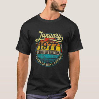 T-shirt 45 Ans Janvier 1977 Anniversaire 45 Anniversaire