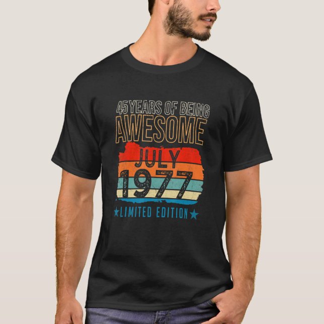 T-shirt 45 ans Juillet 1977 45e anniversaire (Devant)