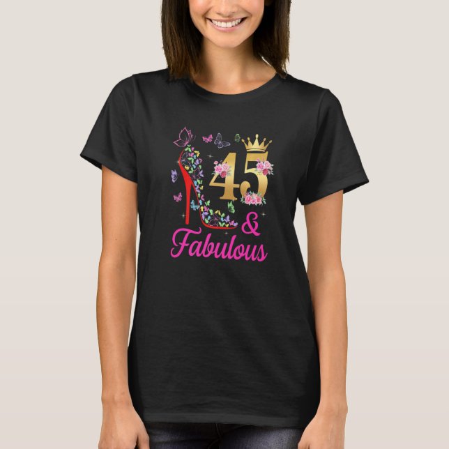 T-shirt 45 & Fabuleux 45 Ans 45ème Anniversaire Papillons  (Devant)