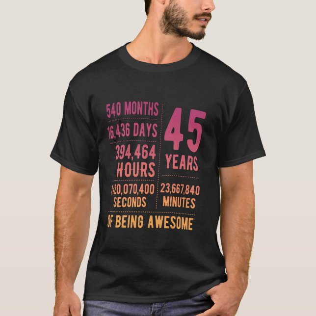 T-shirt 45e anniversaire Hommes Femmes Drôle 45 ans (Devant)