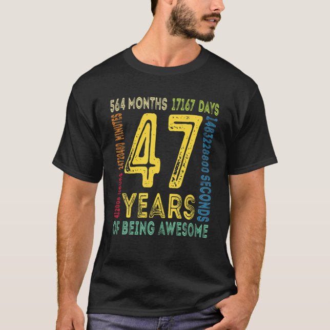 T-shirt 47 Ans 47E Anniversaire Femmes Hommes Papa Maman G (Devant)