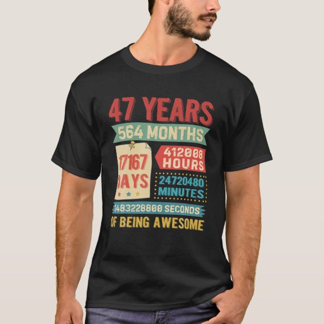 T-shirt 47 Ans, 47Ème Anniversaire Décorations Bda (Devant)