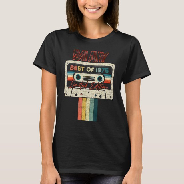 T-shirt 47e Anniversaire Mai Meilleur De 1975 Cassette (Devant)