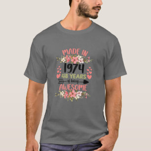 T-shirt 48 Ans 48E Anniversaire Né En 1974 Femme Fille