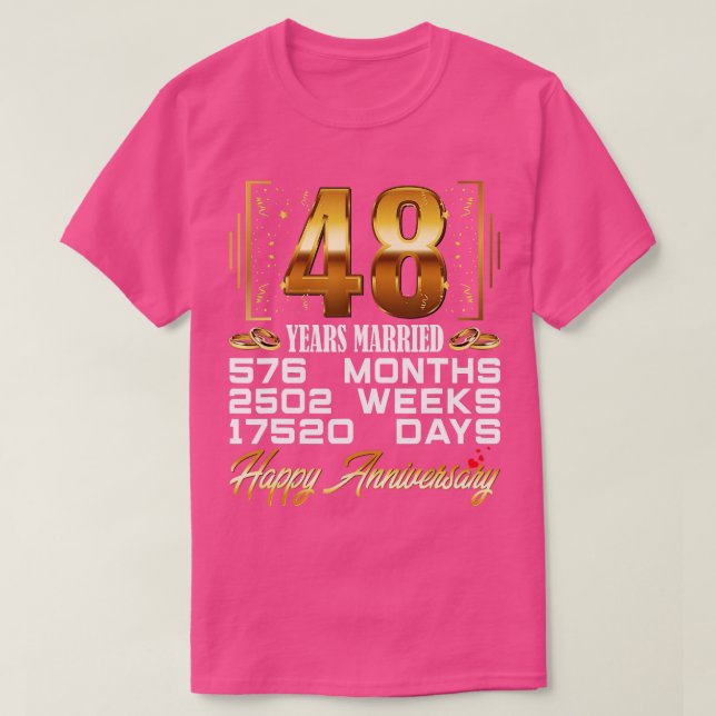 T-shirt 48 ans mariés Funny 48e anniversaire de Mariage (Design devant)