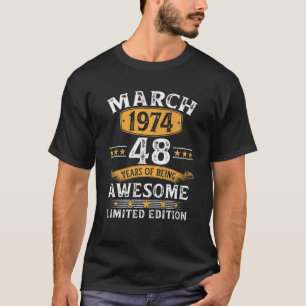 T-shirt 48 Ans Retro Vintage 1974 Mars 1974 48Th Bi