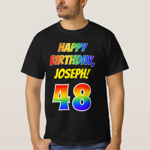 T-shirt 48e anniversaire — Bold, Fun, Rainbow 48, Nom pers