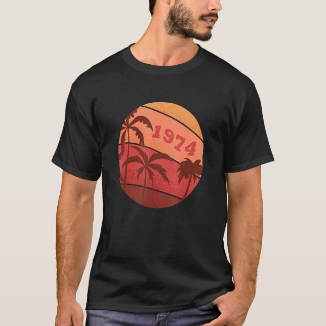 T-shirt 48e Anniversaire Classic Palm Sunset Birthda (Devant)