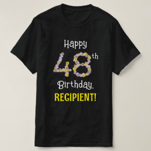 T-shirt 48e anniversaire : Fleurs florales Numéro "48" + N