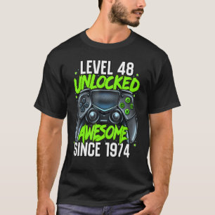 T-shirt 48e Anniversaire Jeu Niveau 48 Déverrouillé Awesom