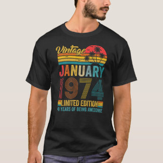 T-shirt 49 ans Vintage janvier 1974 49e anniversaire