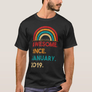 T-shirt 4 Ancien Awesome depuis Janvier 2019 4e Anniversai