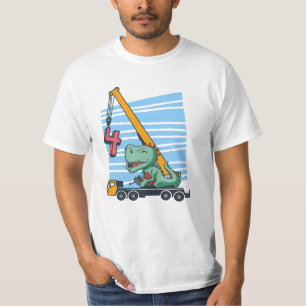 T-shirt 4 ans 4Anniversaire grue mobile Dinosaur