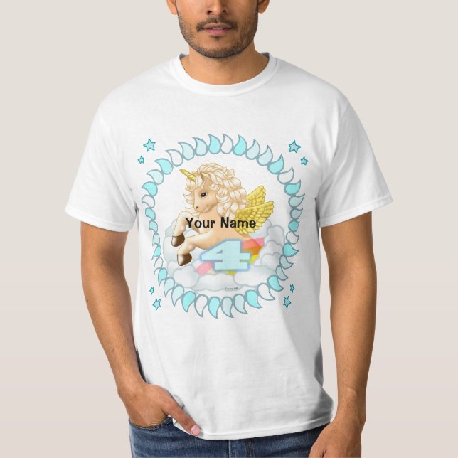 T-shirt 4 ans Anniversaire Unicorne anniversaire personnal (Devant)