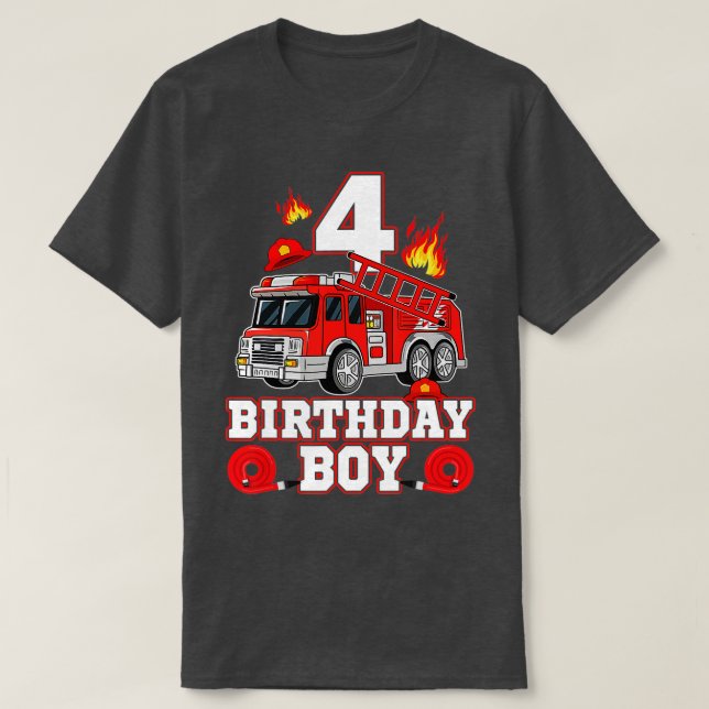 T-shirt 4 Ans C'Est Mon 4ème anniversaire Garçon Feu Camio (Design devant)