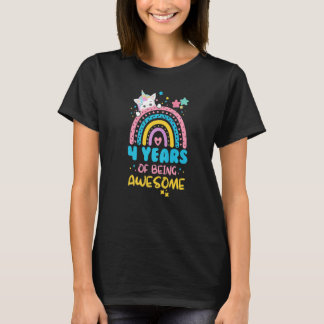 T-shirt 4 Ans D'Être Un Arc En Ciel Awesble 4e Anniversair