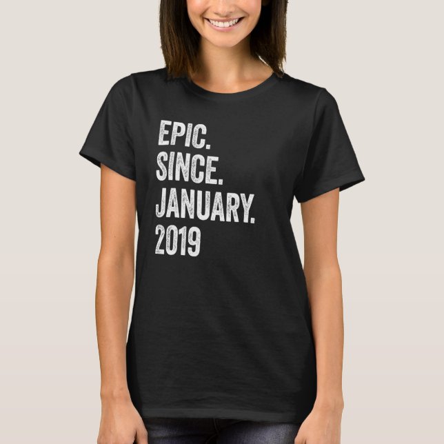 T-shirt 4 Ans Epic depuis Janvier 2019 4e Anniversaire (Devant)