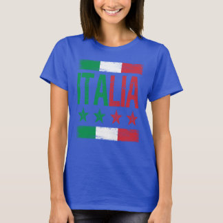 T-shirt 4 étoiles Italia avec drapeau italien rétro en dét