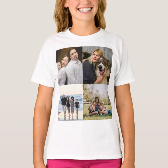 T-shirt  4 Family Photo Collage Custom (Devant)