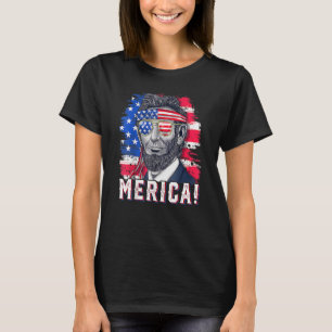T-shirt 4 juillet Abraham Lincoln Lunettes de soleil Ameri