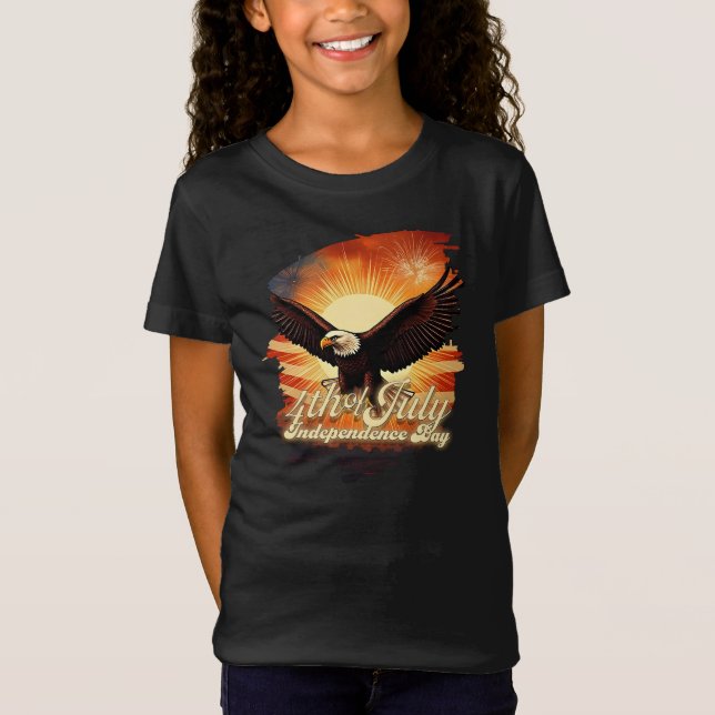 T-Shirt 4 juillet - Aigle majestueux et feux d'artifice 🦅 (Devant)