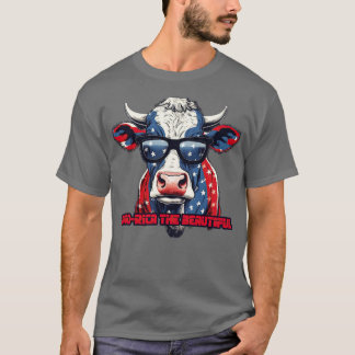T-shirt 4 juillet America Cow USA Drapeau Motif Moorica t