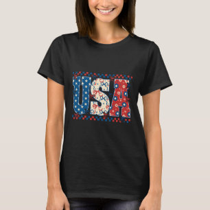 T-shirt 4 juillet Américaine Drapeau Coquette Bow Femmes G